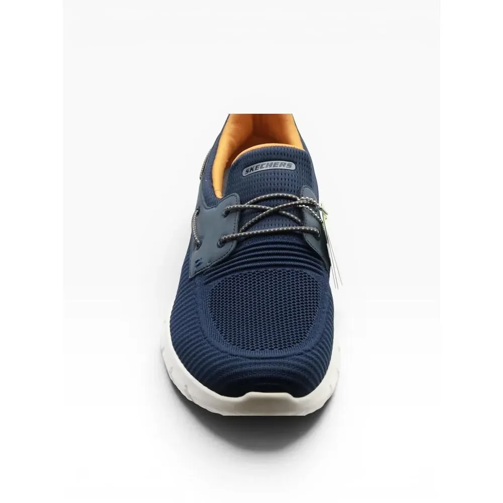 SKECHERS MEN'S DEL RETTO-CLEAN SLATE KNITTED BUNGEE SLIP ON, NAVY, 14 W US